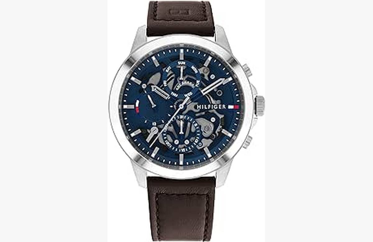¡Increíble oferta! Reloj Tommy Hilfiger de cuarzo multifunción con correa de piel marrón oscuro a un precio único ¡No te lo pierdas!