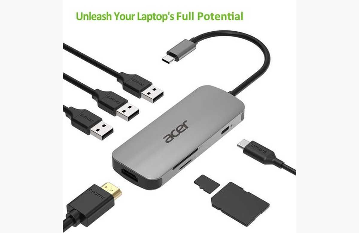 🤩 ¡Llévate el adaptador 7 en 1 Acer Hub Type-C Plata a un precio ...