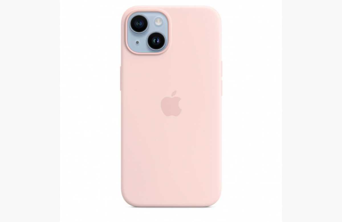 ¡Protege tu iPhone 14 con estilo y a un precio irresistible! Funda de silicona rosa caliza con MagSafe en oferta imperdible.