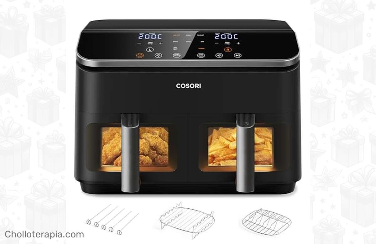 ¡Ahorra tiempo y come sano! La freidora COSORI de 8,5L con doble cesta es lo que necesitas. ¡No te quedes sin la tuya!