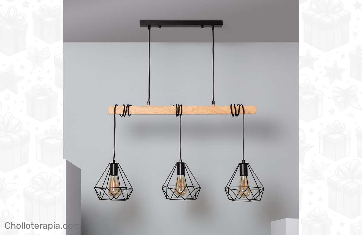 ¡Ilumina tu hogar con estilo! Lámpara colgante de metal con 3 focos Ledkia Sardo, la opción perfecta para un ambiente acogedor.