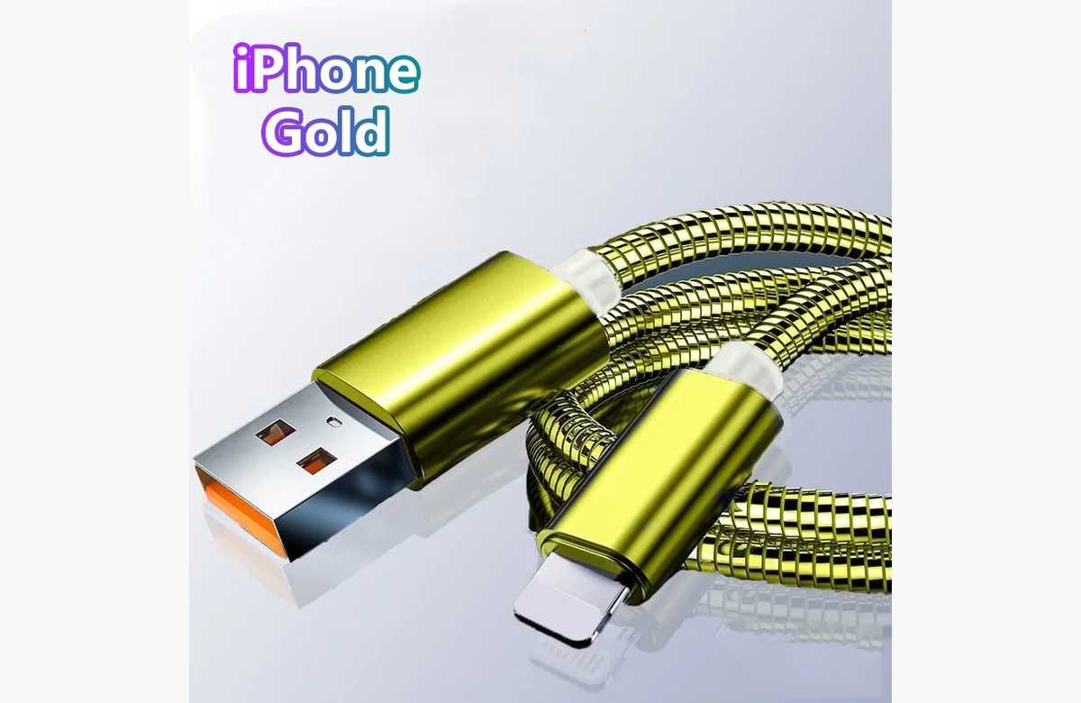 ¡Carga tu móvil a toda velocidad con este cable de datos de carga rápida con resorte de metal! ¡Disponible para USB Tipo C, iPhone y MicroUSB en longitudes de 1, 1.5 y 2 metros, todo a un precio de ganga!