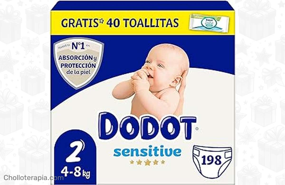 ¡Cuida y protege la piel de tu bebé con esta increíble oferta! 198 Pañales Dodot Bebé Sensitive Talla 2 + 1 Pack de 40 Toallitas Gratis. ¡No te lo pierdas!