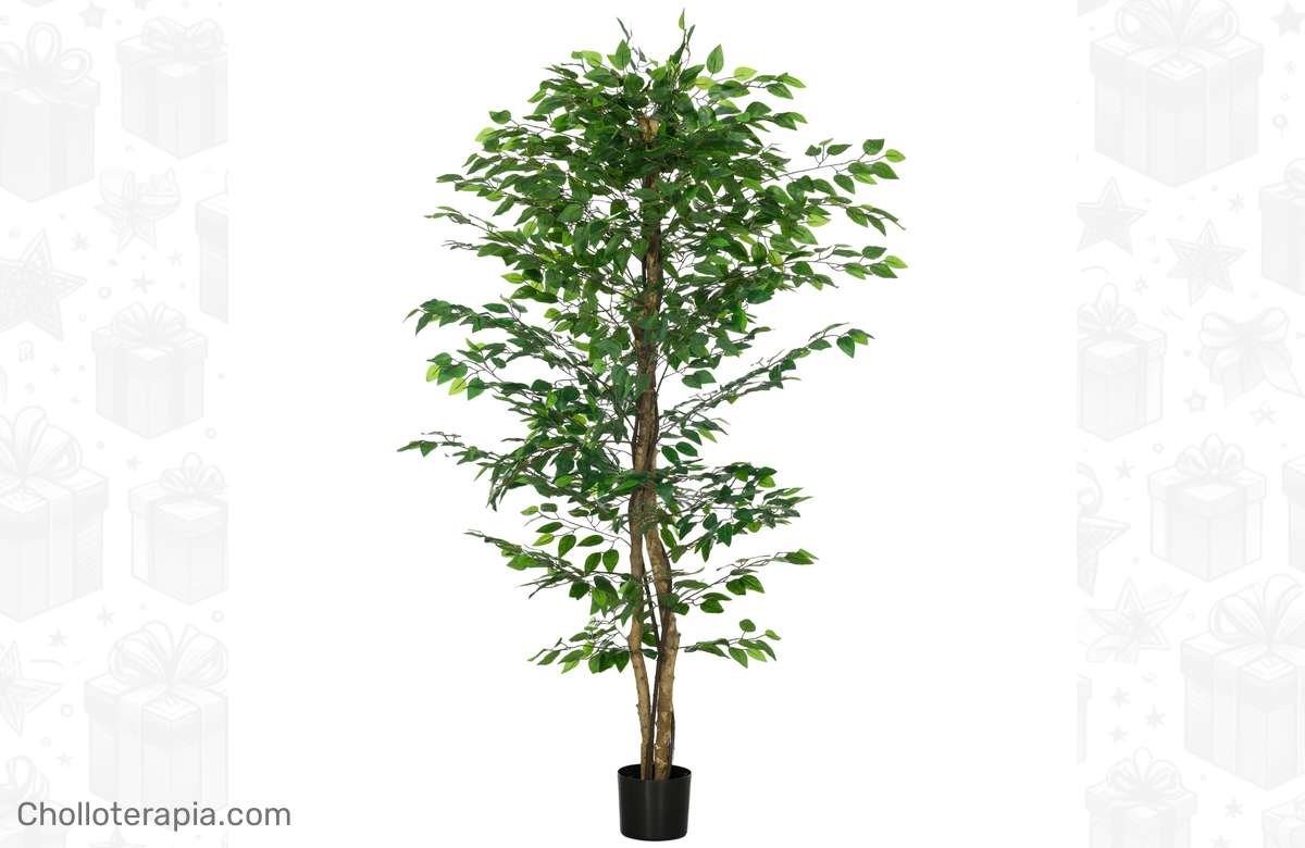 Decora tu hogar sin esfuerzo: Ficus Artificial de 180 cm con Troncos Naturales y 1260 Hojas. ¡Dale vida a tu espacio con estilo!