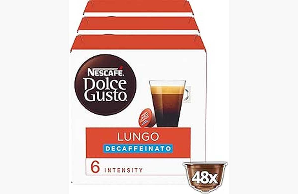 Disfruta de las mejores mañanas con NESCAFÉ Dolce Gusto Lungo Descafeinado ¡Oferta irresistible: 48 cápsulas con descuento asombroso! ¡No dejes escapar este chollo cafetero!