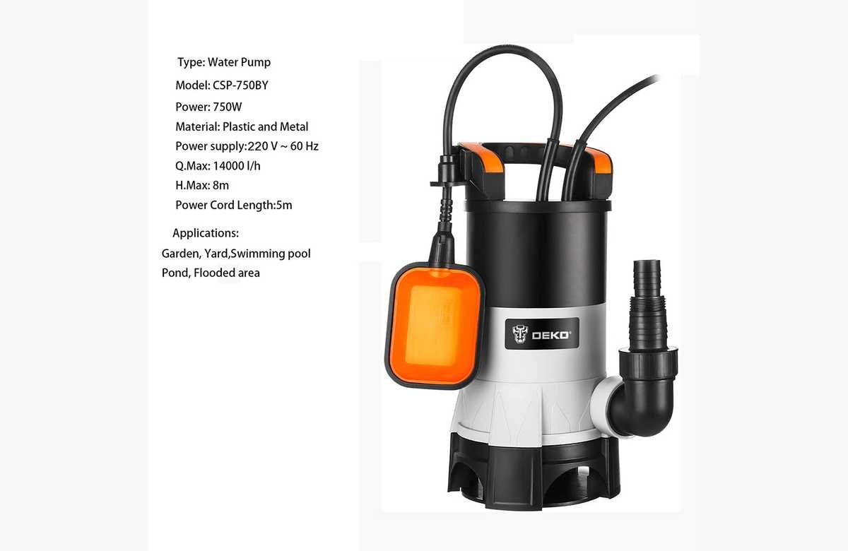 ¡Deshazte de los problemas de inundación con la potente DEKO-bomba de sumidero sumergible de 750W! ¡Aprovecha esta oferta ahora!