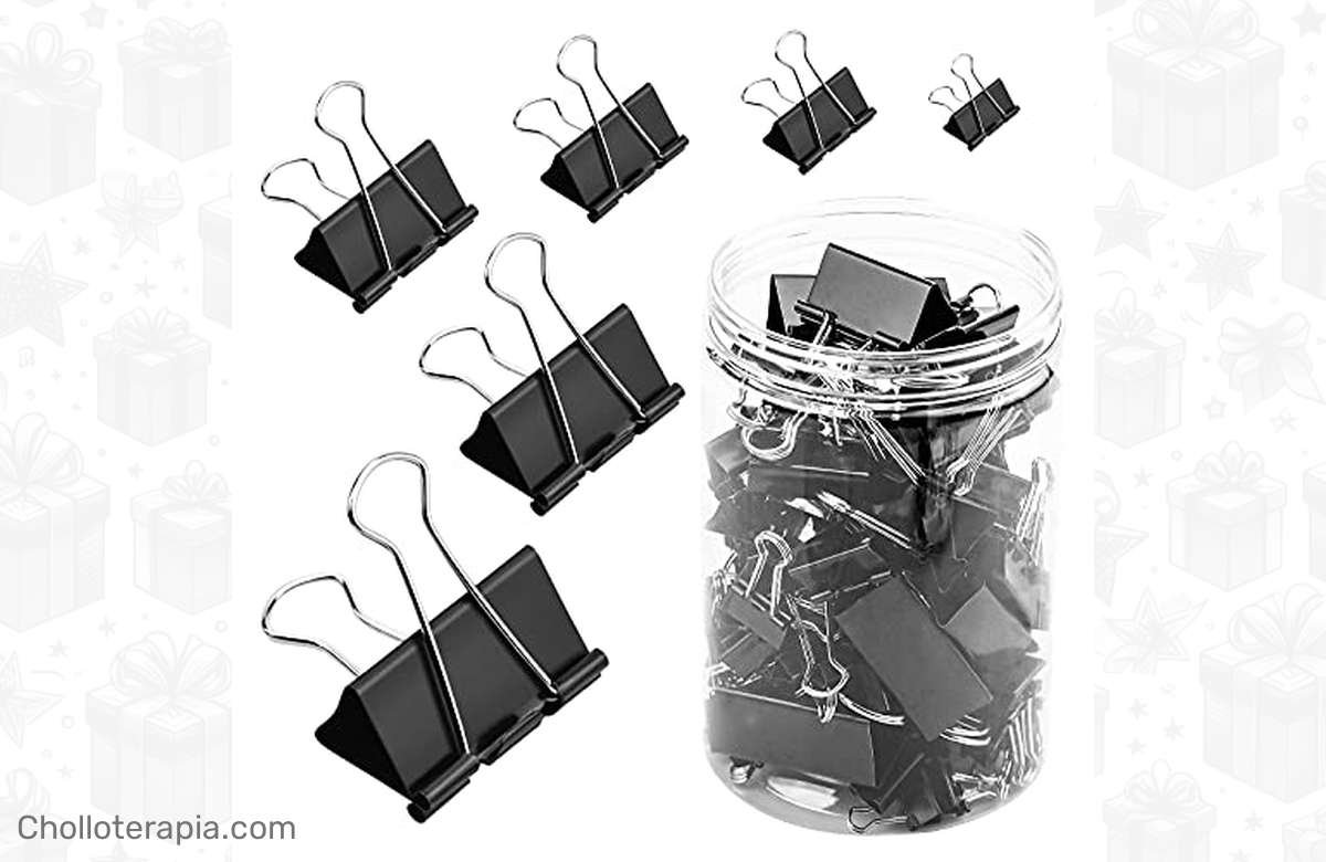 ¡No pierdas tiempo! Llévate ya el súper pack de 120 pinzas para papel negro, ideales para cualquier lugar