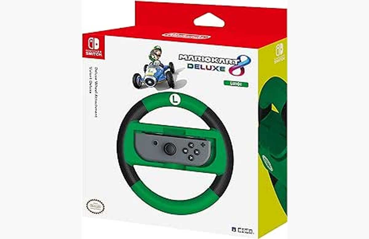 ¡Gánale la partida a tus amigos con el Volante Hori Luigi! Acelera a toda velocidad en Mario Kart 8 Deluxe en Nintendo Switch