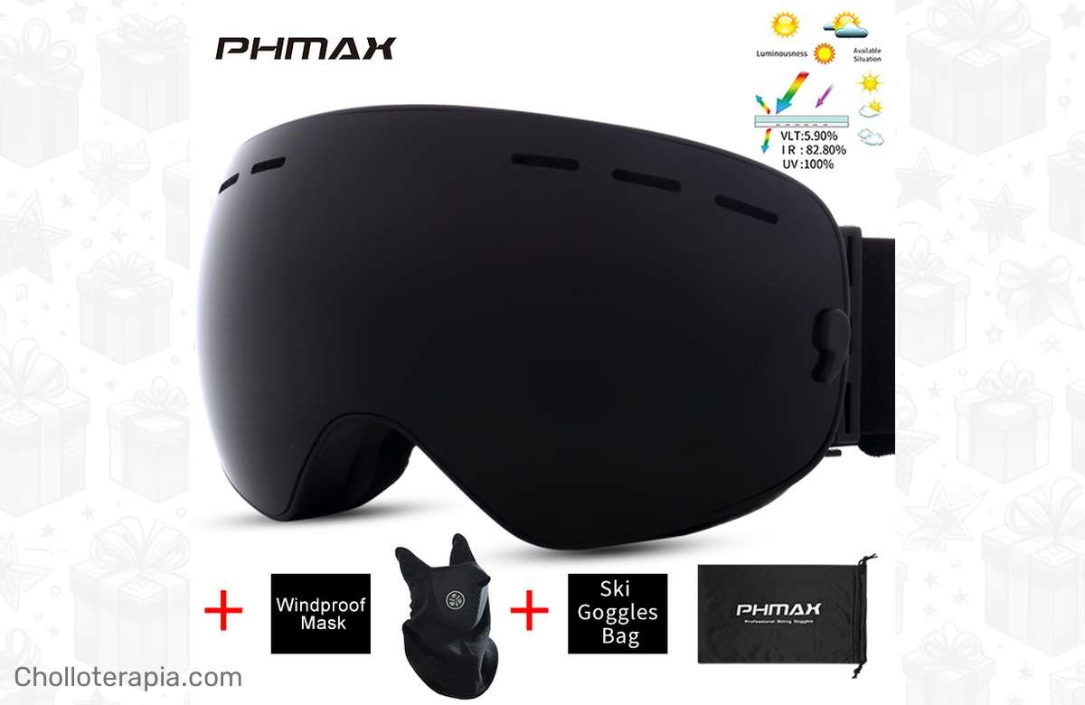 ¡No te quedes sin protección en la nieve! Gafas de esquí PHMAX UV400 con doble capa antivaho a precio de regalo