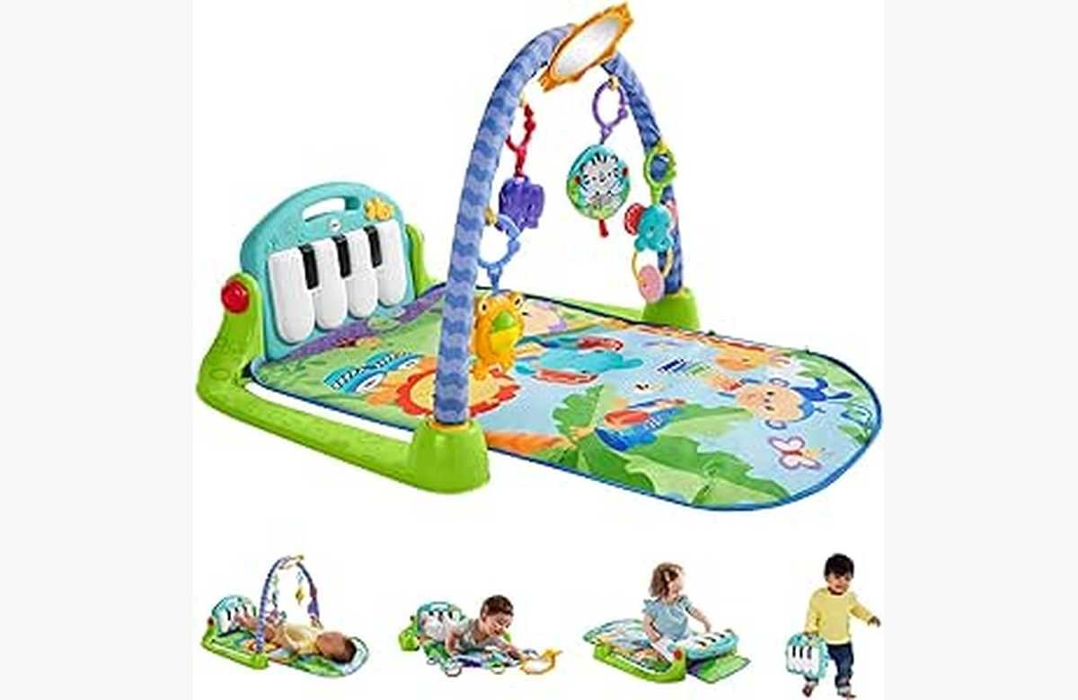 ¡Bebé feliz y entretenido! Descuento imperdible en la alfombra gimnasio Fisher-Price con piano y accesorios.