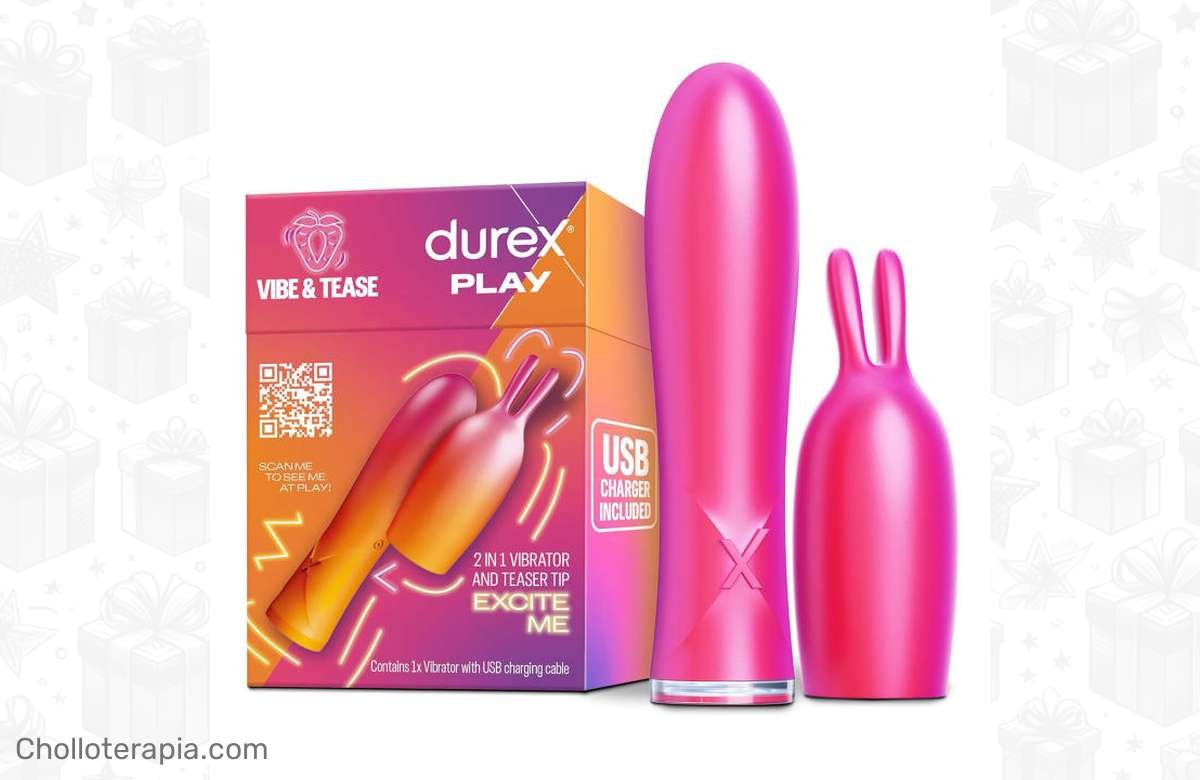 ¡Potencia y placer al máximo con el Durex Conejito Vibrador 2 en 1! ¡7 modos de vibración y estimulación única, a tu alcance!