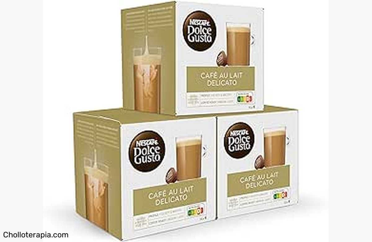 ¡El café más sabroso ahora a precio de ganga! – Café con Leche Delicato Dolce Gusto NESCAFÉ x3 pack de 16 cápsulas – Total: 48 cápsulas – No te pierdas esta oferta limitada y disfruta de un café delicioso en tu propia casa.