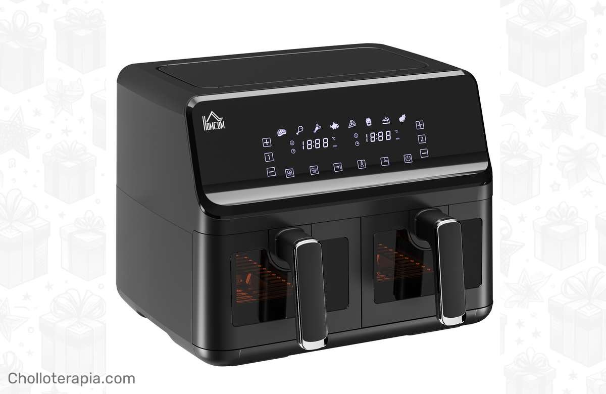 ¡Ahorra tiempo y come sano con la Freidora sin Aceite HOMCOM! ¡Descubre 8L de capacidad, 2500W de potencia y 8 programas para una cocina fácil y saludable!