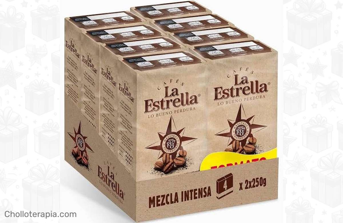 ¡Aprovecha el nuevo pack de 8 ud. de La Estrella Café Molido Mezcla Intensa – 250 Gr! ¡Aroma que te enamora a un precio de locura!
