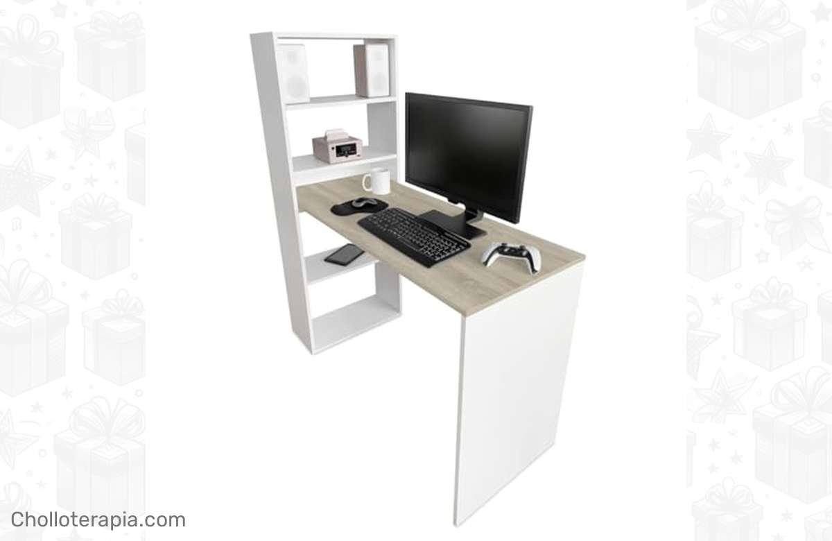 ¡Consigue la mesa de escritorio Mattfy con estantería al mejor precio!