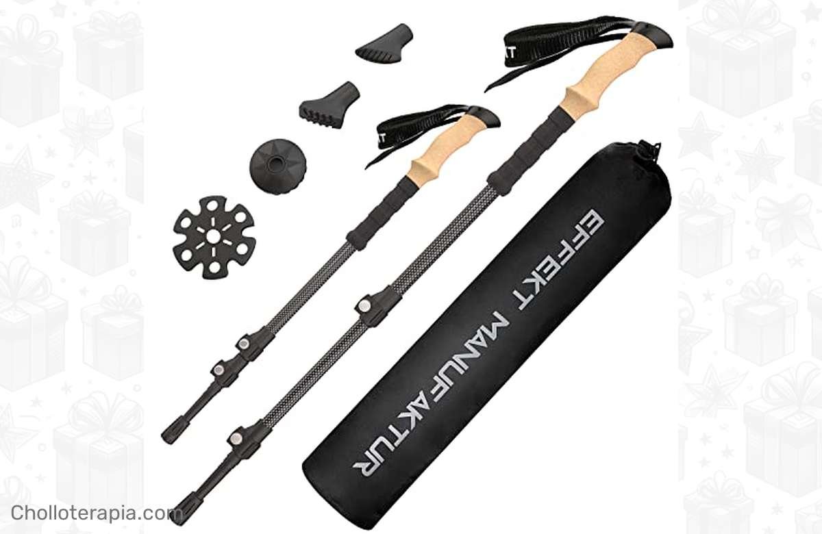 ¡Descubre la revolución en bastones de trekking: Agarre de corcho y carbono!