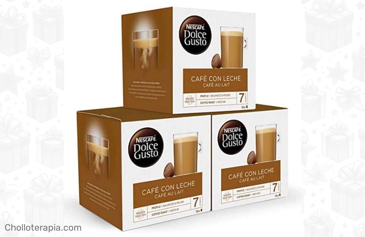 ¡Despierta tus mañanas con el irresistible pack de cápsulas Dolce Gusto Café con Leche! 48 unidades al mejor precio, ¡hazte con ellas ahora mismo!