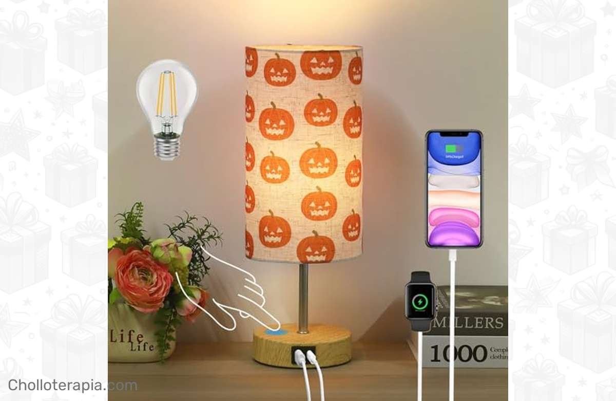 ¡Despierta tus noches con estilo y comodidad! Lámpara táctil con 3 niveles de brillo y carga USB