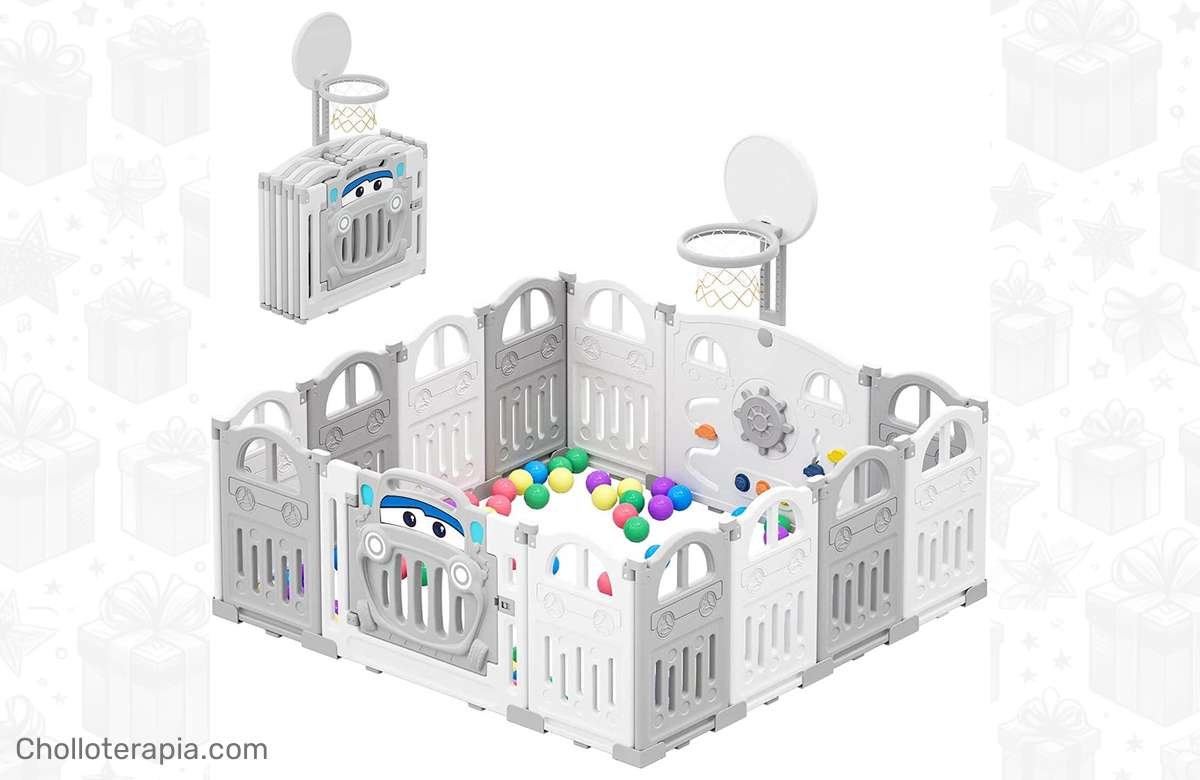 ¡Diversión asegurada: canasta de baloncesto y 50 pelotas de colores! 🏀🌈