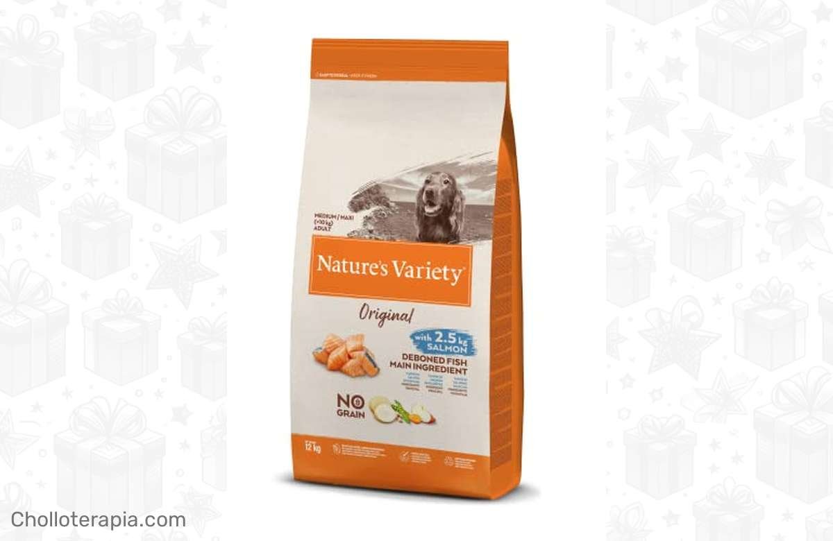 ¡Increíble oferta! Alimenta a tu perro con Nature’s Variety Original No Grain a precio de locura. ¡Aprovecha ya esta ganga de 12kg de salmón sin espinas! ¡Corre que vuelan!