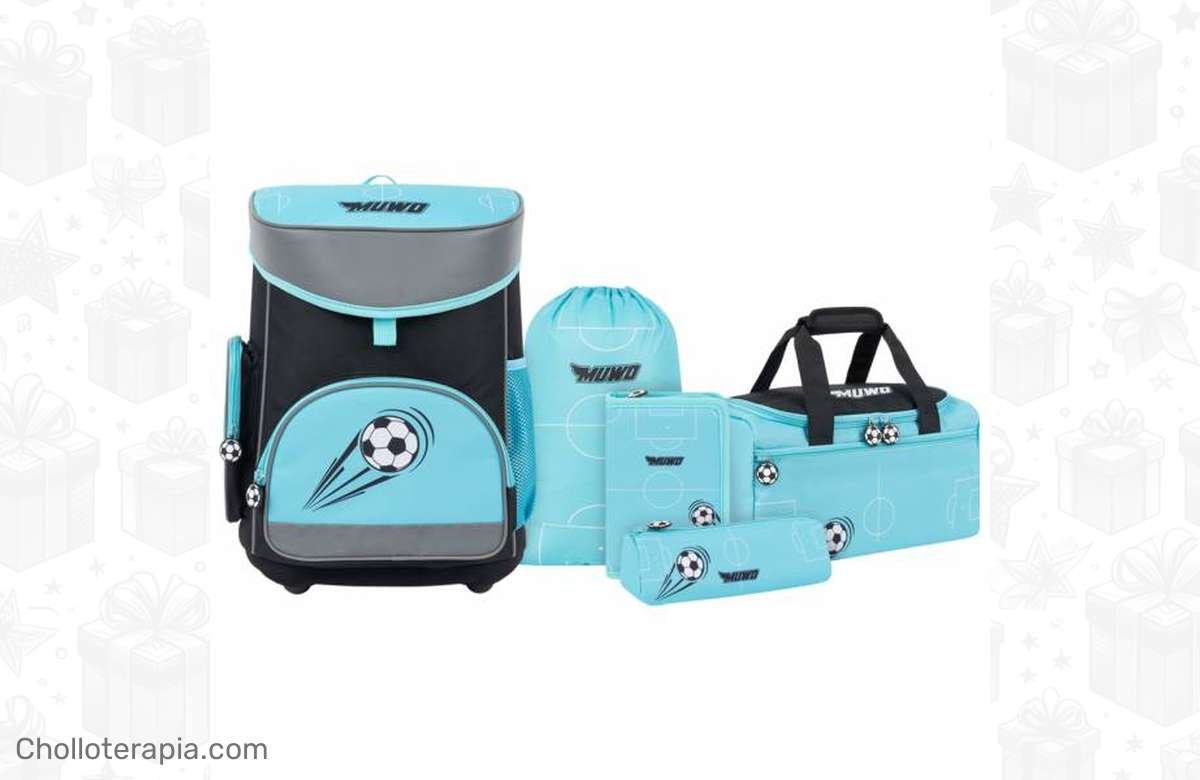 ¡Increíble oferta! Set de mochila escolar MUWO Lil Leo 5 piezas a precio de locos. ¡No te lo pierdas!