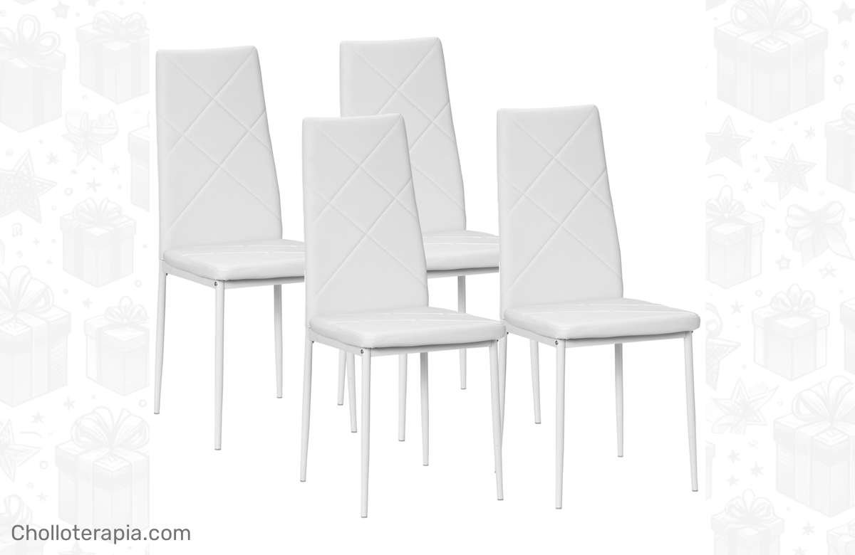 ¡Mitad de precio en el Set de 4 Sillas de Comedor de Piel Sintética! ¡No dejes pasar esta oportunidad!