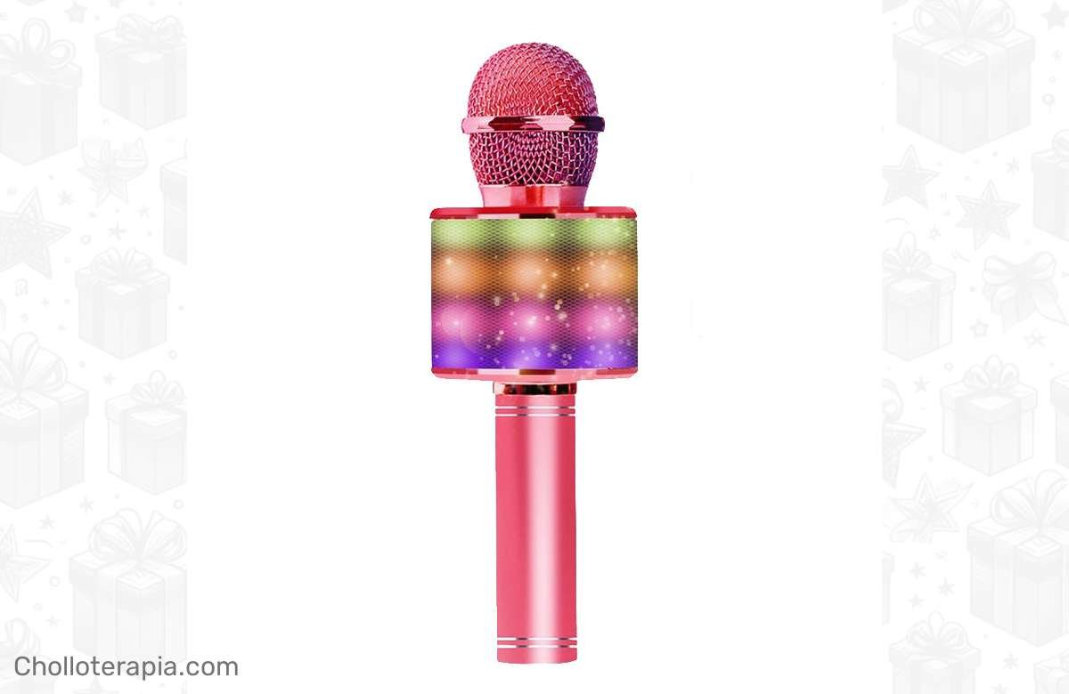 ¡No dejes escapar esta ganga! Micrófono con Bluetooth para Karaoke con Luces LED para Niños, ¡Ideal para divertirse y sorprender!