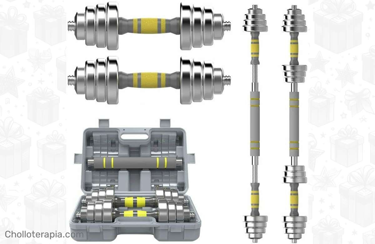 ¡No dejes pasar esta ganga! Mancuernas 3 en 1 de 30 Kg con discos y barra Fit-Force