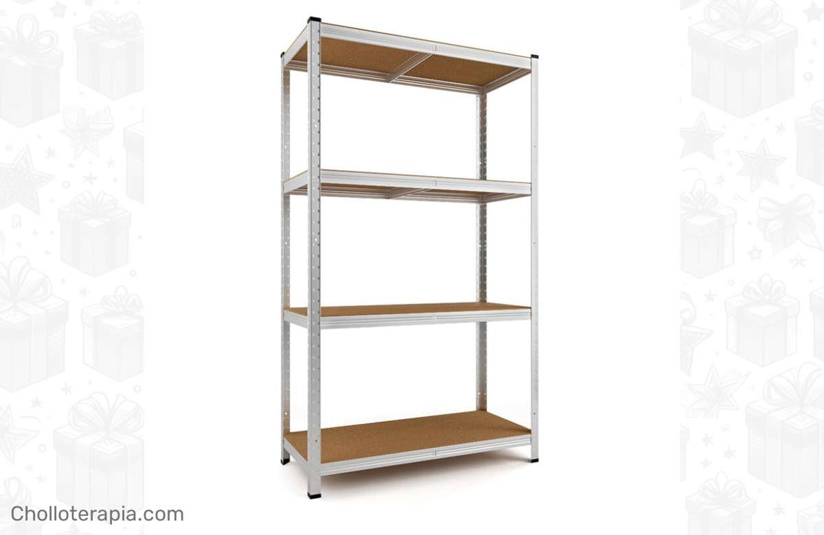 ¡No dejes pasar esta súper oferta de estantería metálica de alta resistencia! ¡Soporta 100 kg por balda y sus 4 baldas MDF son ajustables!