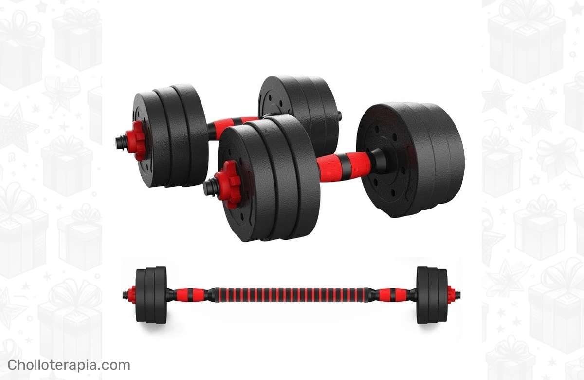 ¡Obtén un cuerpo perfecto con el Juego de Mancuernas 2 en 1 de Fitness Tech!