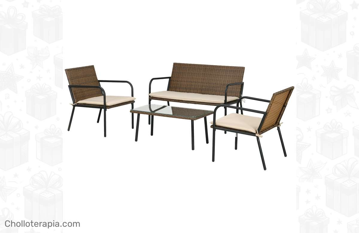 ¡Oferta única! Conjunto de Jardín de Ratán Sintético ¡Sillones, Sofá y Mesa por un precio de locos! ¡No te lo pierdas!