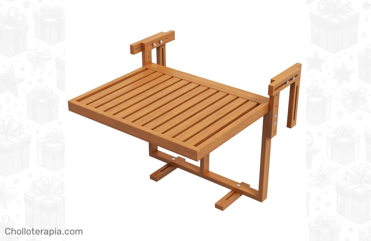 ¡Mesa colgante de madera: la solución perfecta para tu balcón!