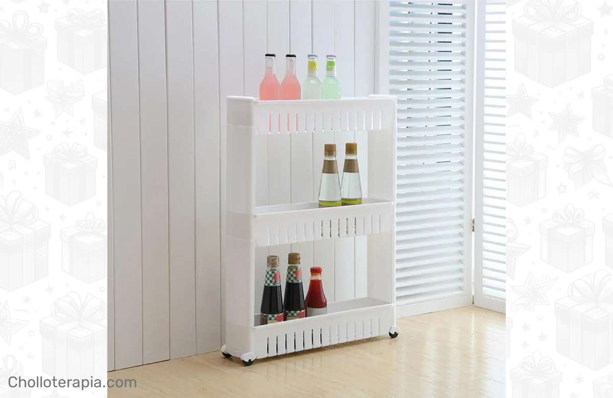 ¡No dejes pasar esta ganga! Carro de 3 estantes estrecho para maximizar tu espacio.