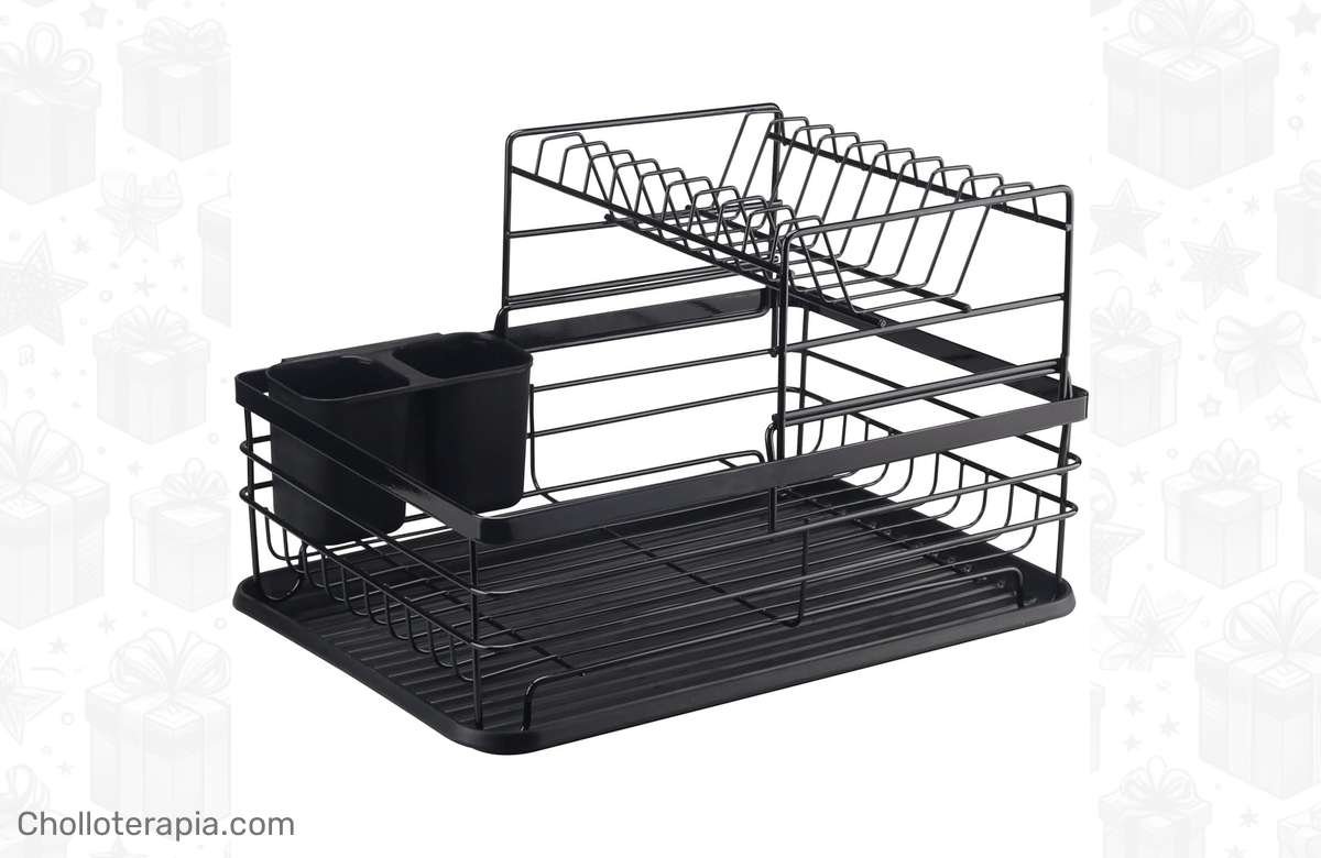¡No dejes pasar esta oferta! Escurreplatos de cocina con bandeja y cesto para cubiertos: la solución que necesitas