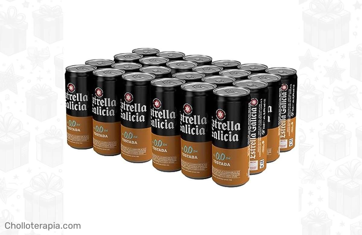¡No te quedes sin probar la nueva Estrella Galicia 0,0 Tostada! Aprovecha el pack de 24 latas a precio de ganga. ¡Corre que vuelan!