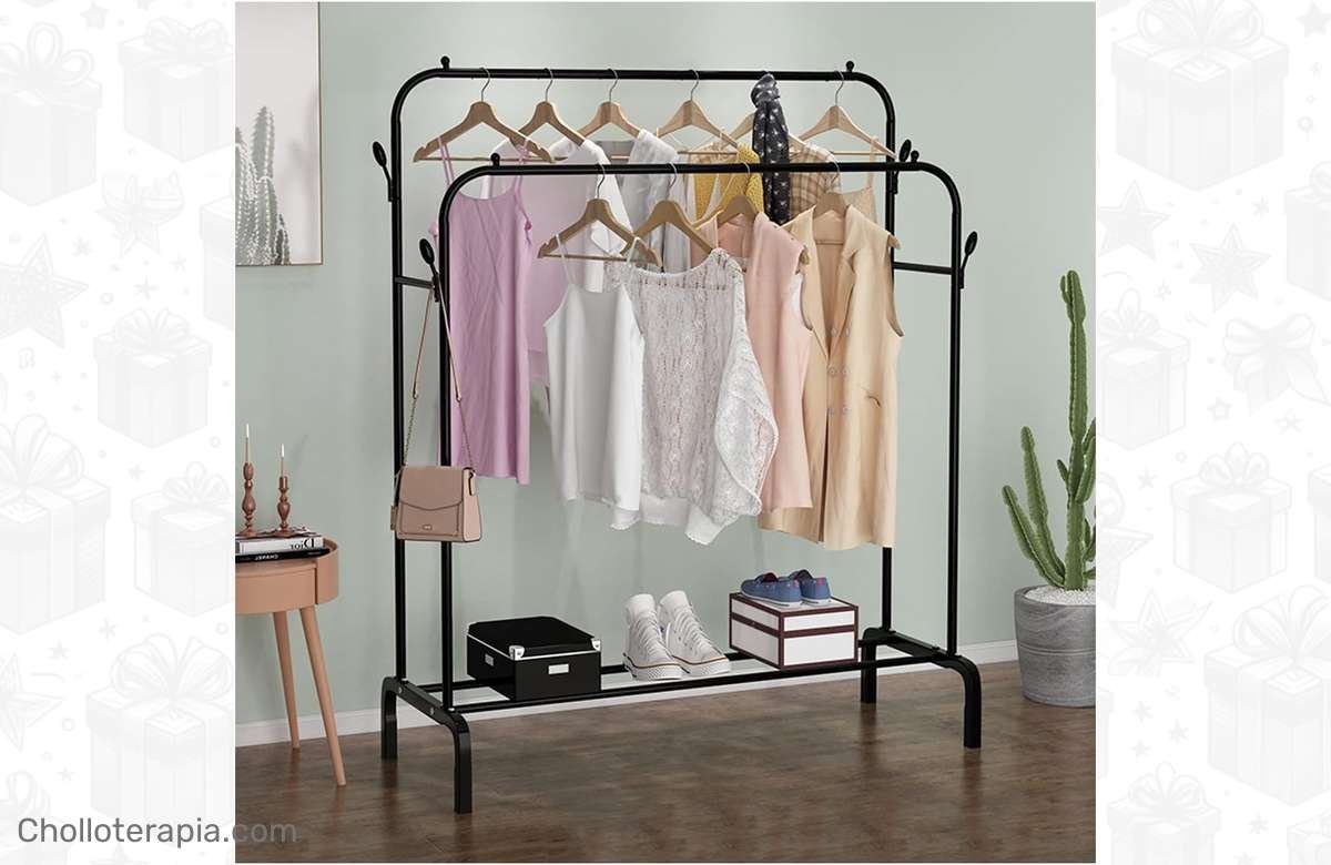 ¡No te quedes sin tu perchero estantería resistente para ropa con ruedas, ideal para organizar tu armario y sostener hasta 40 Kg!
