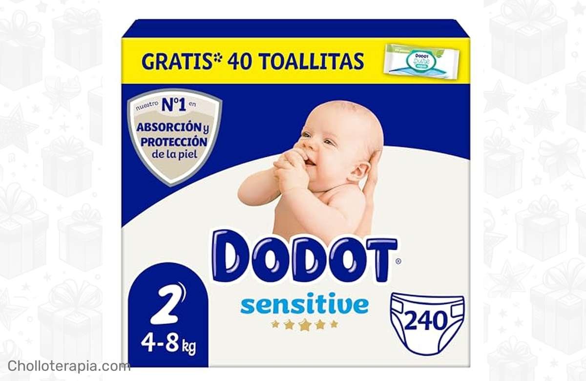 ¡Oferta exclusiva! Pack mensual Dodot Sensitive: 240 pañales + 40 toallitas GRATIS. ¡Protege la piel de tu bebé como nunca antes!