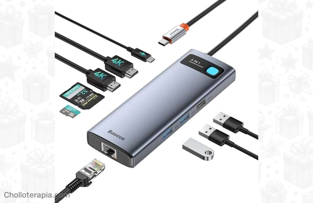 ¡Oferta única: 33% de descuento en base de carga USB C Dual HDMI de Baseus!