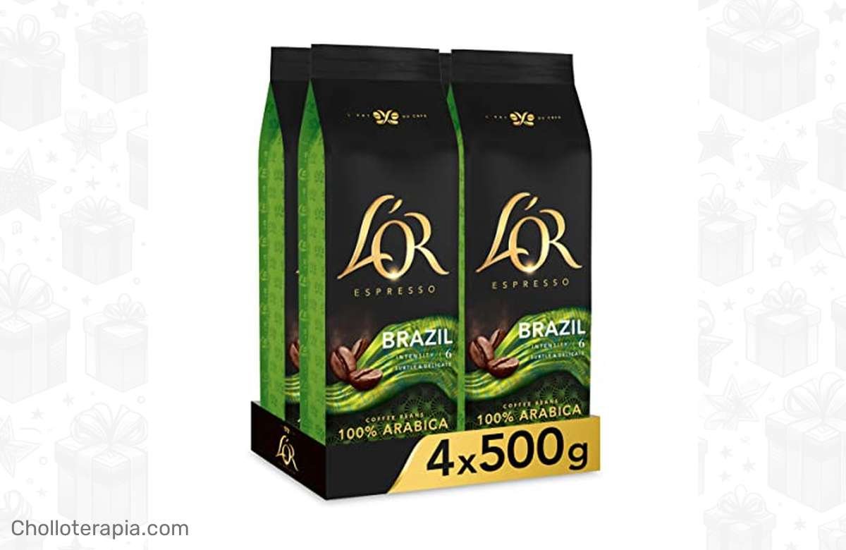 ¡Oferta única en café gourmet! L’OR Espresso Brazil Café en Grano Natural 100% Arábica – Intensidad 6 | 4x500g. ¡Aprovecha ya y disfruta del sabor premium a precio mínimo!