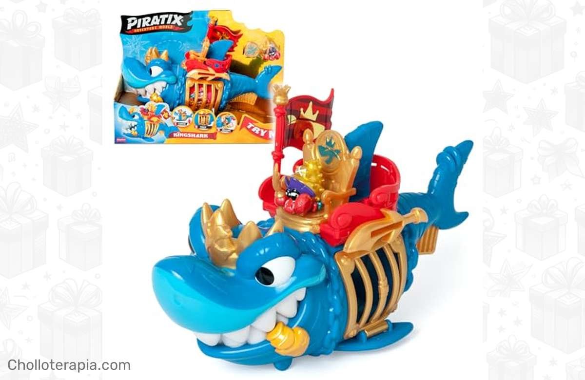 ¡Prepárate para ser el rey de los Piratix con el tiburón articulado King Shark!