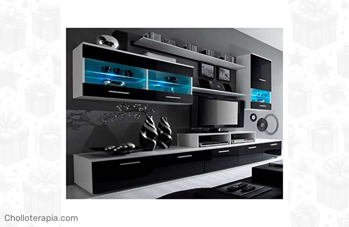 ¡Renueva tu salón con el mueble Alfa II de Skraut Home! ¡Ahorra espacio, ilumina con LED y elige entre blanco y negro! ¡Compra ya y sorprende a tus invitados!