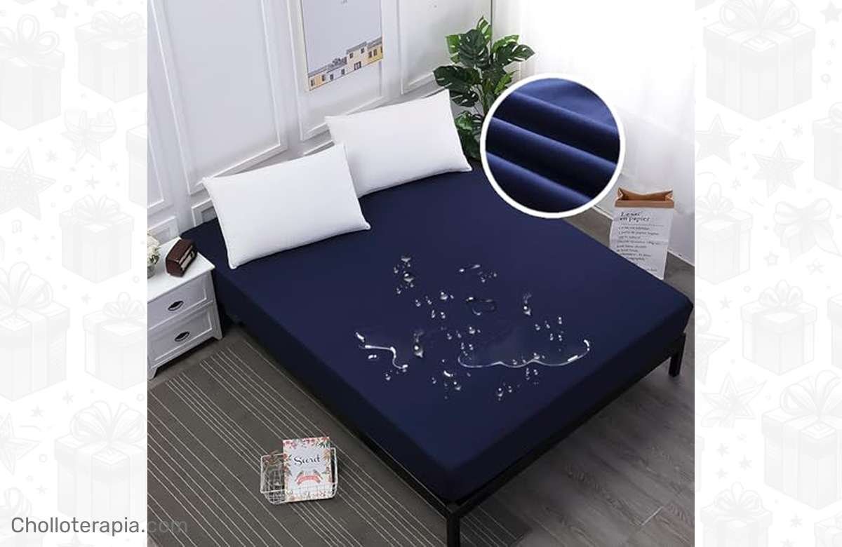 Dale vida a tu cama con esta sábana ajustable impermeable en azul marino ¡No te arrepentirás!