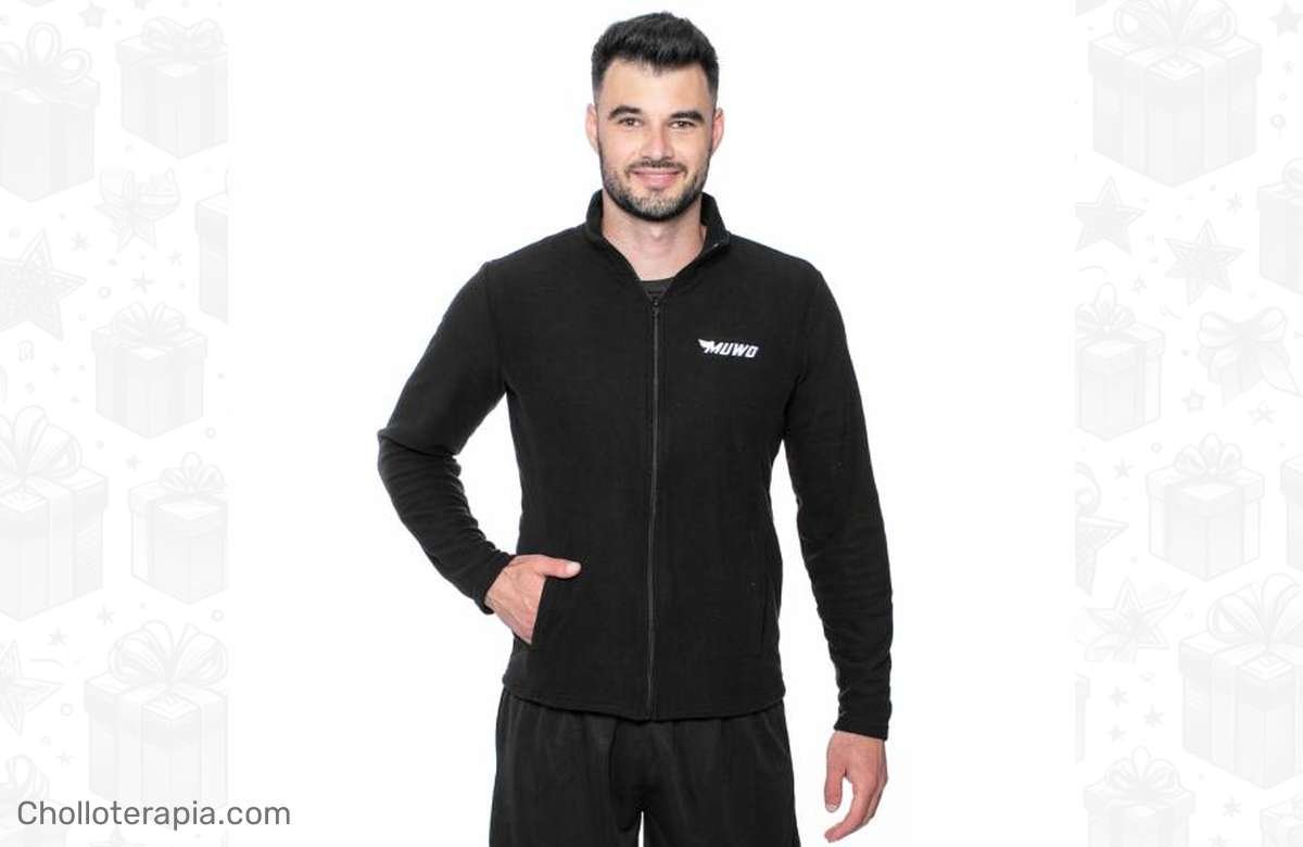 ¡Abrigado y a la moda! Chaqueta de forro polar negro MUWO, ¡aprovecha este superdescuento!