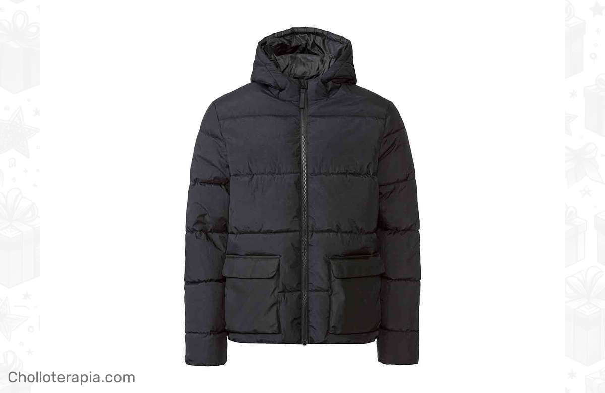 ¡Chaqueta negra acolchada con capucha para hombre a precio de locura! ¡No te lo pierdas!