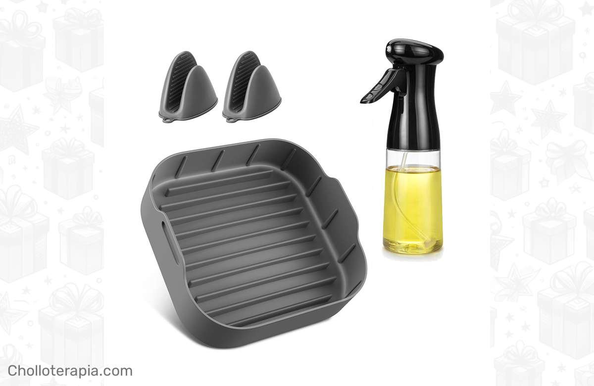 ¡Consigue la mejor oferta para tu freidora de aire con olla de silicona y accesorios!