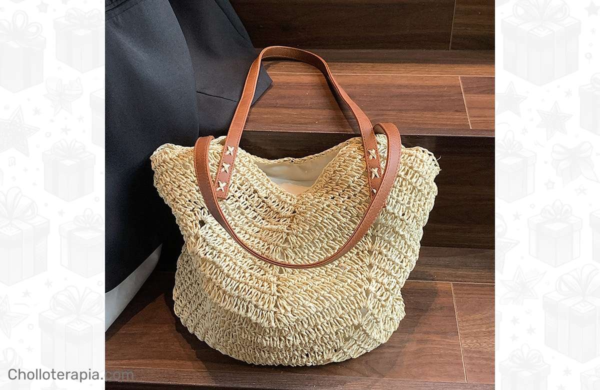¡Consigue tu bolso de playa de paja tejida y brilla en tus vacaciones!