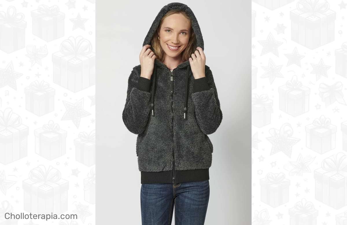 ¡Descuento especial! Sudadera de pelo sintético Gris ¡No te lo pierdas!