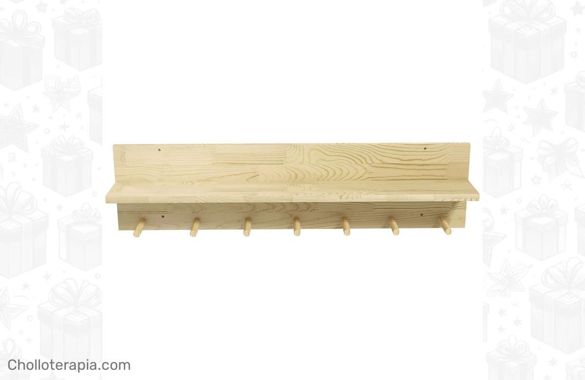 ¡No dejes pasar esta ganga! Estante de pared con 7 ganchos de madera para organizar tu hogar