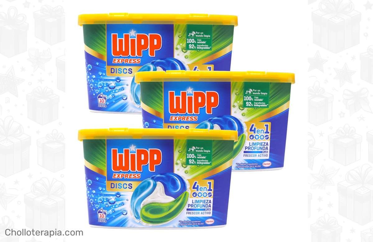 ¡No dejes pasar esta promoción única! Pack de 3 cajas de Wipp Express Discs con 30 dosis. ¡Consigue una limpieza impecable ahora!