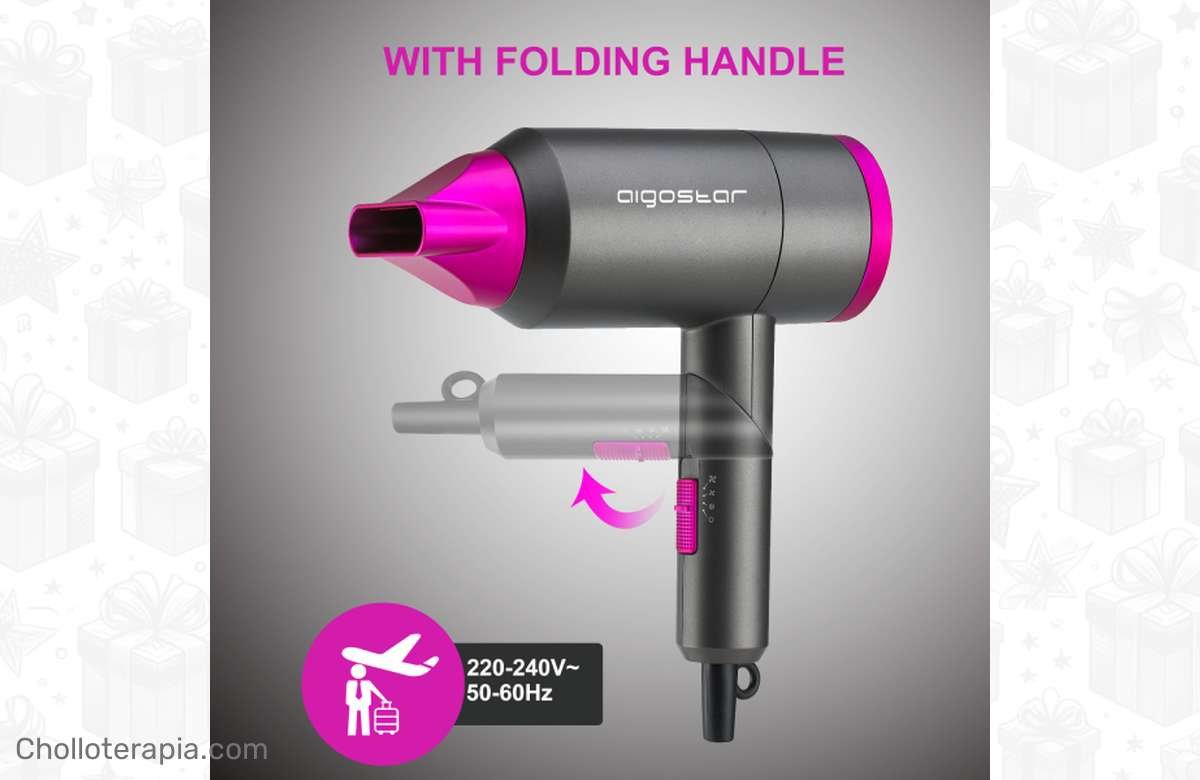 ¡No te lo pierdas! Secador de pelo plegable Aigostar Diane 32QYD, perfecto para tus viajes. ¡Potencia y comodidad en uno!